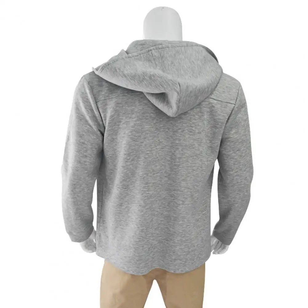 Men’s Double-Breasted Hooded Windbreaker Jacket