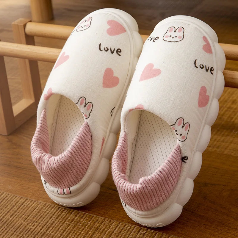Pantuflas transpirables de dibujos animados para mujer