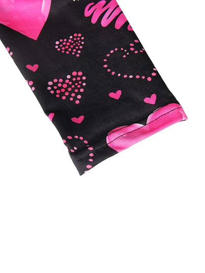 Mono de manga larga para mujer, para San Valentín, ajustado, con cuello en V, estampado de labios y corazones, abotonado, corto, para dormir en interiores