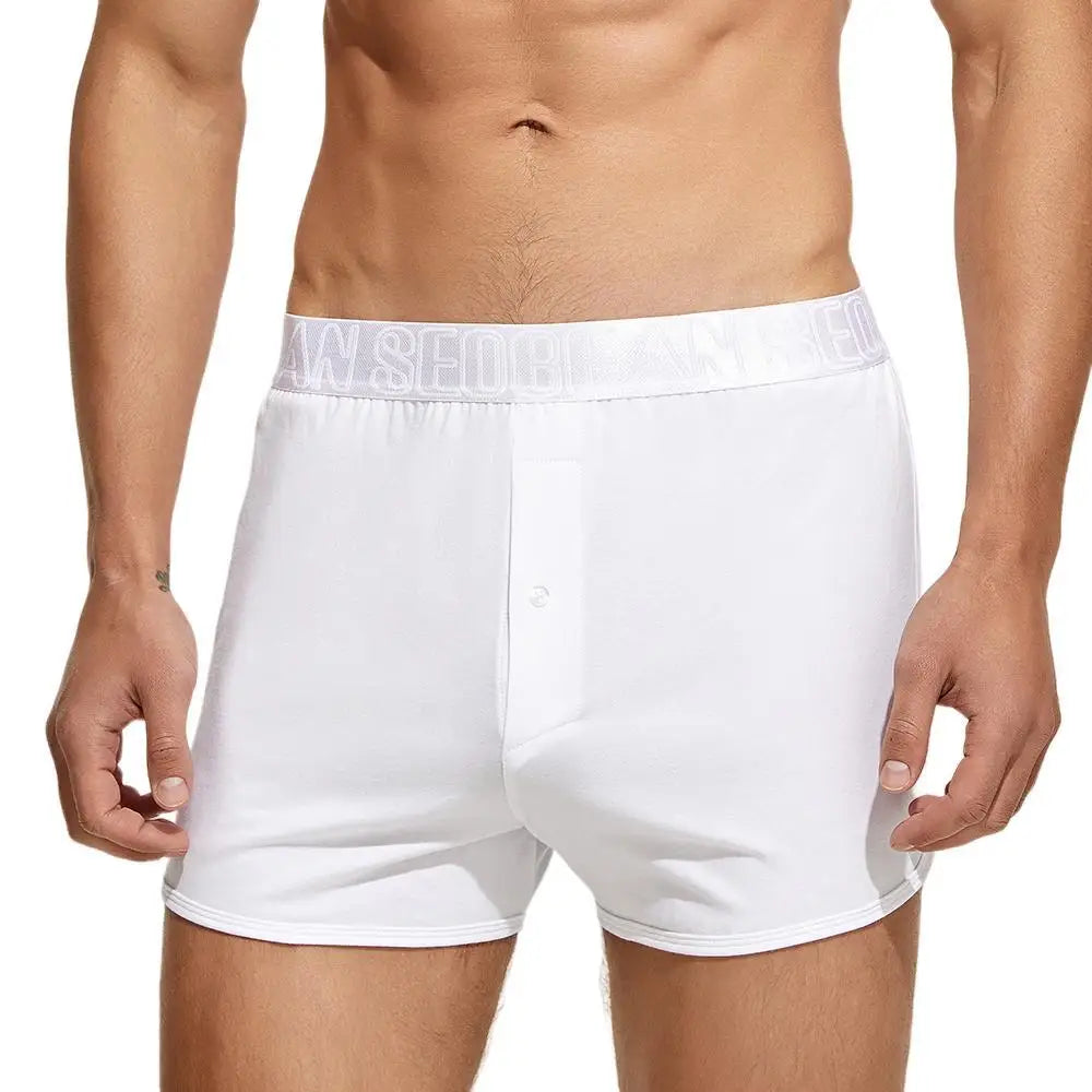 SEOBEAN - Calzoncillos bóxer de algodón para hombre, ropa interior holgada, para dormir