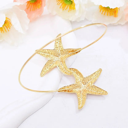 New Fashion Golden Alloy 2 Starfish Arm Bracelet for Women  Summer Beach \Dance Party Cuff Bracelets Jewlery Accessories Gifts