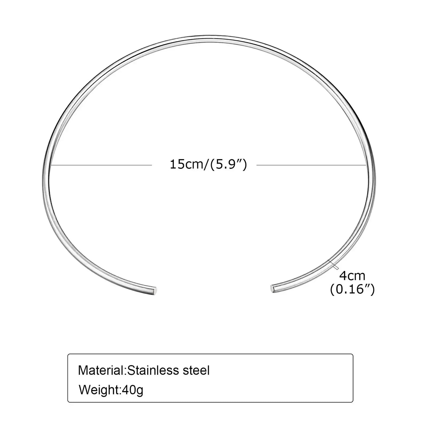 Gargantilla de cuello abierto para mujer, collar ajustable, joyería sencilla de acero inoxidable.
