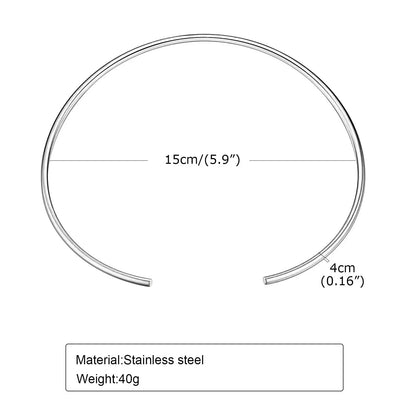 Gargantilla de cuello abierto para mujer, collar ajustable, joyería sencilla de acero inoxidable.