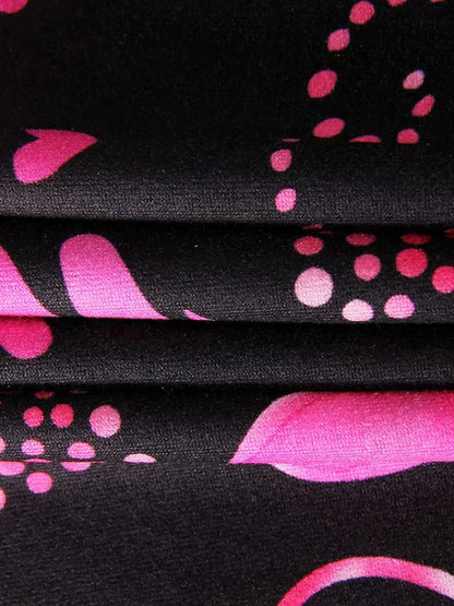 Mono de manga larga para mujer, para San Valentín, ajustado, con cuello en V, estampado de labios y corazones, abotonado, corto, para dormir en interiores