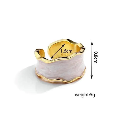 Anillo ajustable abierto geométrico de forma irregular de metal esmaltado blanco vintage para mujer y niña, joyería, regalo de cumpleaños, Anillo para hombre