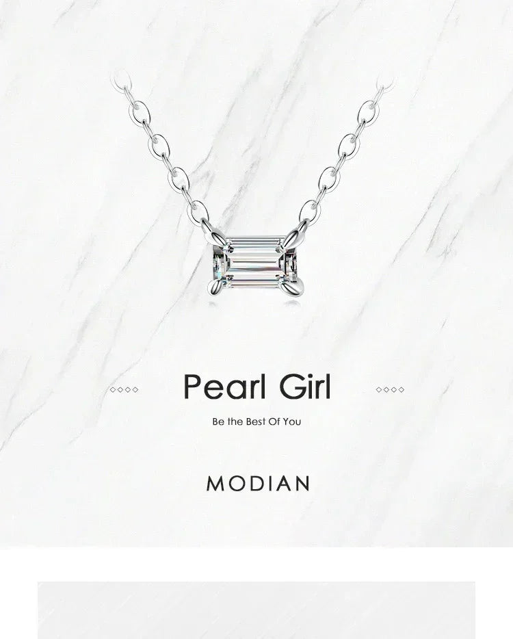 Collar con colgante de circonita AAA de plata esterlina 925 auténtica de Modian para mujer, collares de plata para mujer, joyería fina.