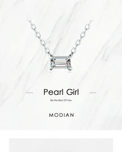 Collar con colgante de circonita AAA de plata esterlina 925 auténtica de Modian para mujer, collares de plata para mujer, joyería fina.