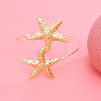 New Fashion Golden Alloy 2 Starfish Arm Bracelet for Women  Summer Beach \Dance Party Cuff Bracelets Jewlery Accessories Gifts