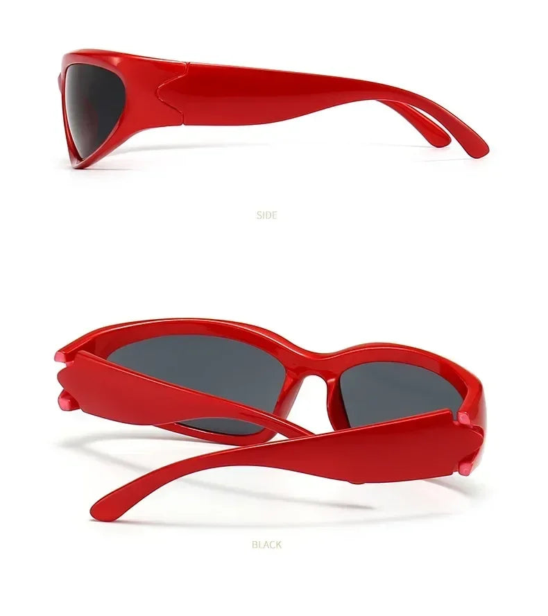 獨特的Y2K設計師奢華太陽眼鏡，女士長方形大框太陽眼鏡，男士戶外防紫外線經典2000S黑色款