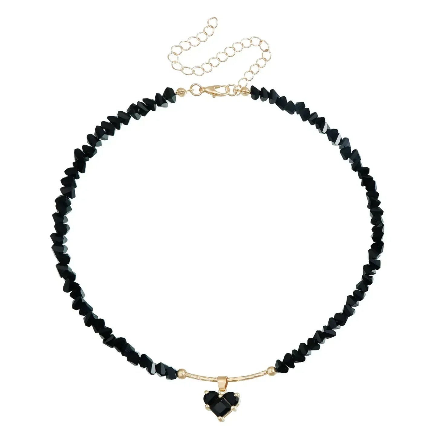 Collar de cuentas de corazón de moda para mujer, estilo bohemio, elegante, con cadena de cristal irregular, gargantilla Y2K, exquisito regalo de fiesta, accesorios de joyería