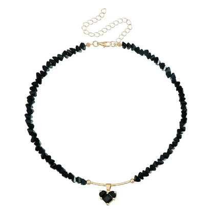 Collar de cuentas de corazón de moda para mujer, estilo bohemio, elegante, con cadena de cristal irregular, gargantilla Y2K, exquisito regalo de fiesta, accesorios de joyería