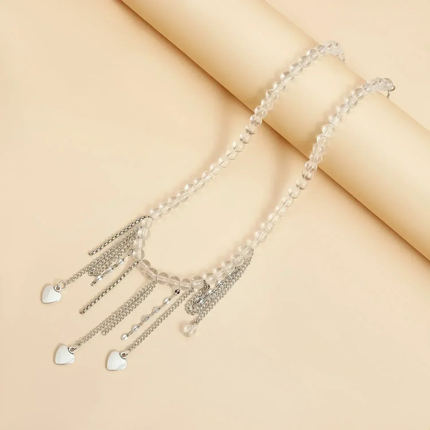 Collar de cuentas de corazón de moda para mujer, estilo bohemio, elegante, con cadena de cristal irregular, gargantilla Y2K, exquisito regalo de fiesta, accesorios de joyería