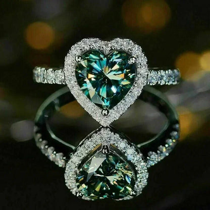 Anillo de corazón de melocotón europeo y americano para mujer, personalizado, con forma de corazón, circón con incrustaciones de diamantes, joyería de moda al por mayor, 2025