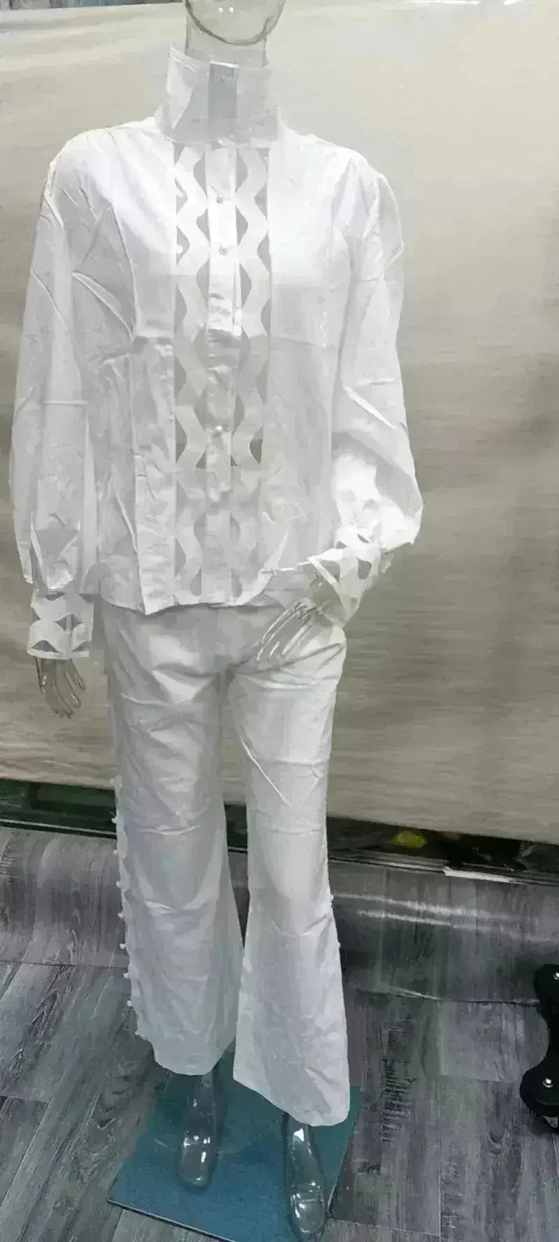 性感鏤空兩件套褲裝女裝秋季服裝展示架