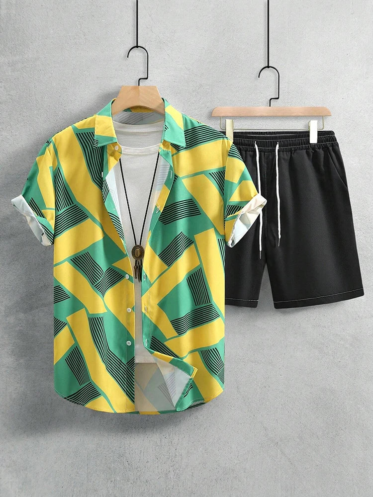 Ropa de resort de lujo para hombre, estilo de manga corta