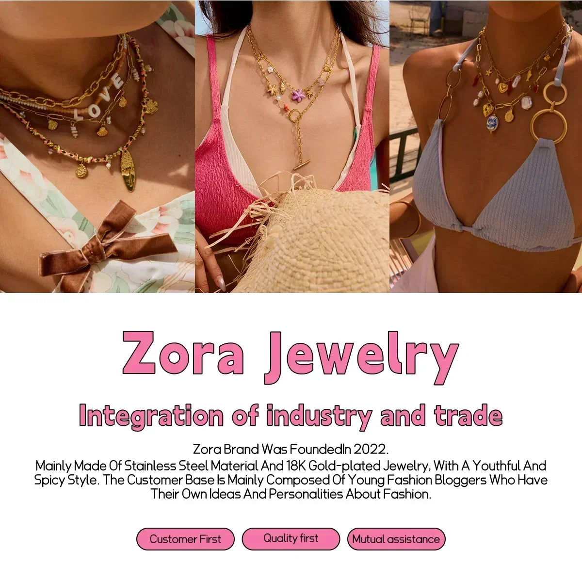 Collar Zora con colgante de caracola, estilo veraniego, colorido, para mujer, de acero inoxidable chapado en oro de 18 quilates, con múltiples dijes, joyería de moda