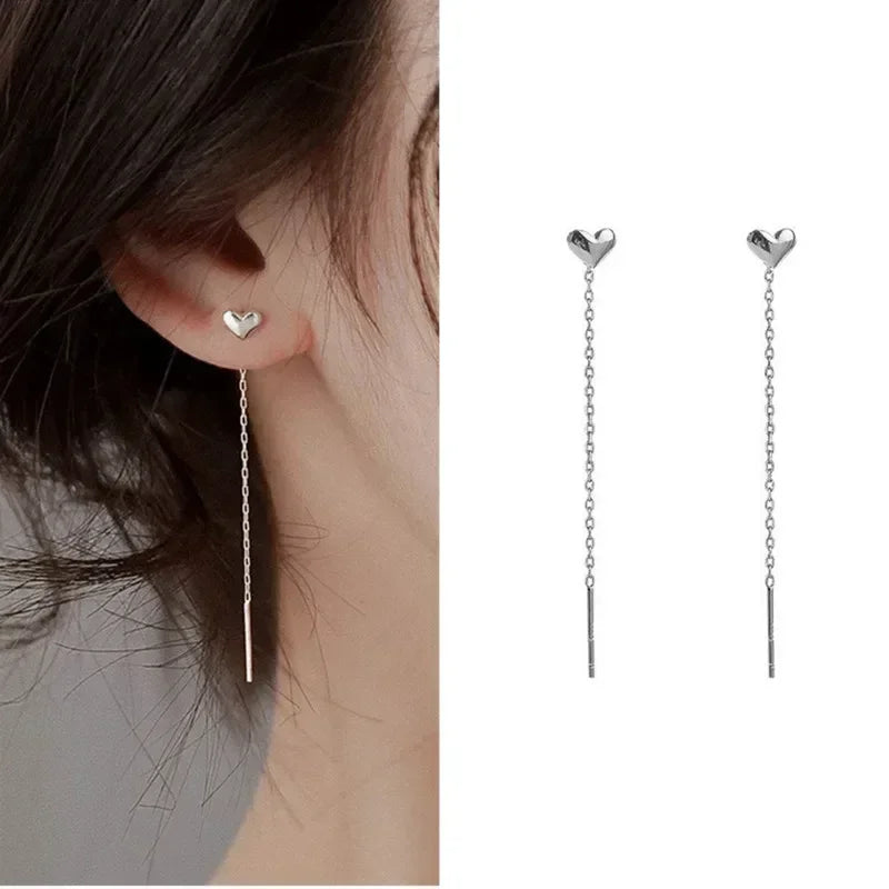 Pendientes de plata 925 para mujer, pendientes largos con borlas, pendientes de moda con forma de estrella de circonita.