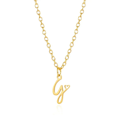 Collar de acero inoxidable con colgante de corazón y 26 letras iniciales para mujer, color dorado, con alfabeto de la A a la Z, regalo de cumpleaños