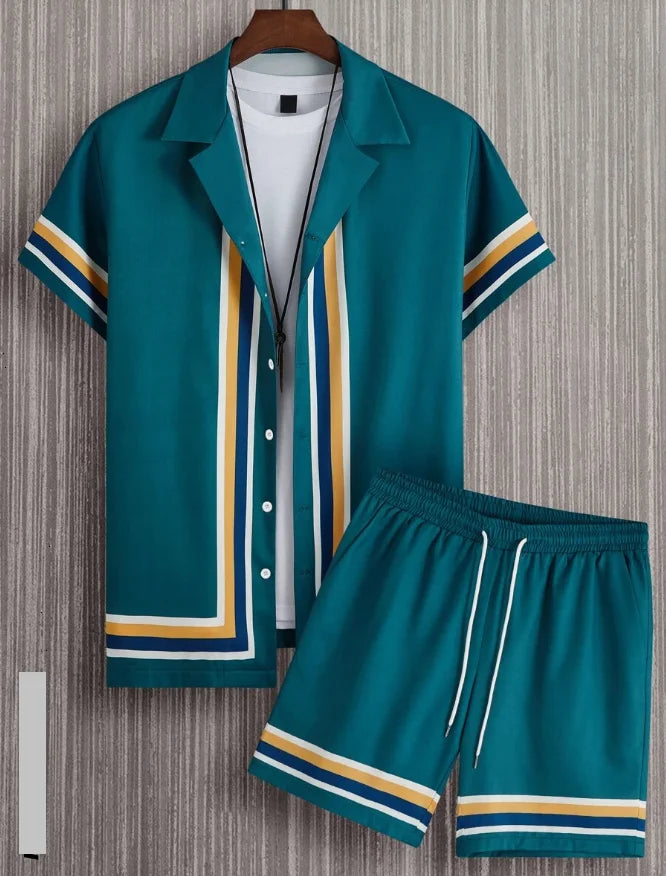 夏威夷度假風格男士沙灘短褲套裝