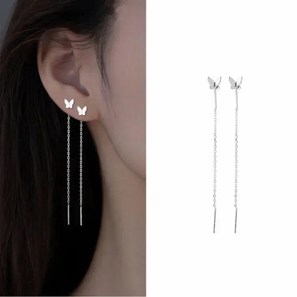 Pendientes de plata 925 para mujer, pendientes largos con borlas, pendientes de moda con forma de estrella de circonita.