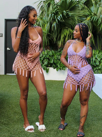 Adogirl 夏季沙灘鉤針兩件式泳衣