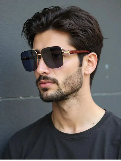 New Square Sunglasses For Men Vintage Outdoor Sunglasses Oculos Designer Wooden Glasses Sunscreen Sun Lentes Dropshipping Gafas