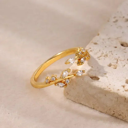 Anillos abiertos de acero inoxidable con forma de flor para mujer, joyería de moda para bodas, corazón, color dorado, anillo hueco geométrico, accesorios diarios, regalo