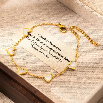 ANENJERY - Collar, pulsera y pendientes de acero inoxidable 316L con forma de corazón y concha para mujeres y niñas, conjunto de joyería sencilla de moda, regalos al por mayor