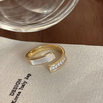 Anillo ajustable abierto geométrico de forma irregular de metal esmaltado blanco vintage para mujer y niña, joyería, regalo de cumpleaños, Anillo para hombre