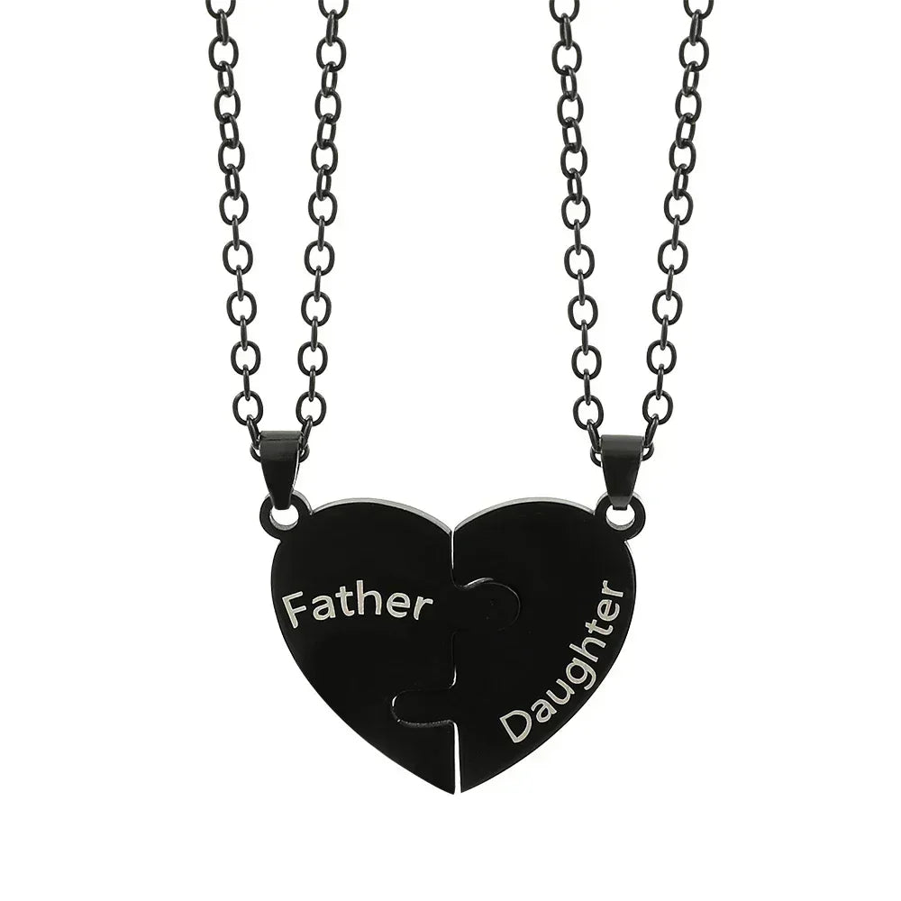 Collar con colgante de rompecabezas de corazón de amor para padre, madre, hijo e hija, joyería de acero inoxidable para mujer, regalo para el Día de la Madre