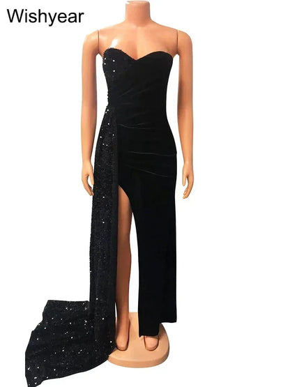 Vestido largo ajustado elegante y brillante de Wishyear