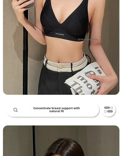 MOYISU Lencería de verano para mujer, sujetador pequeño sin aros, sin costuras, con barra de gelatina, soporte suave, espalda plegada