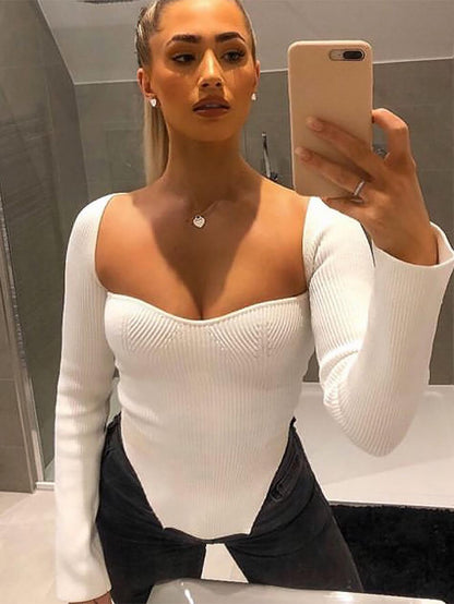 方領不規則長袖女式毛衣 | NCS