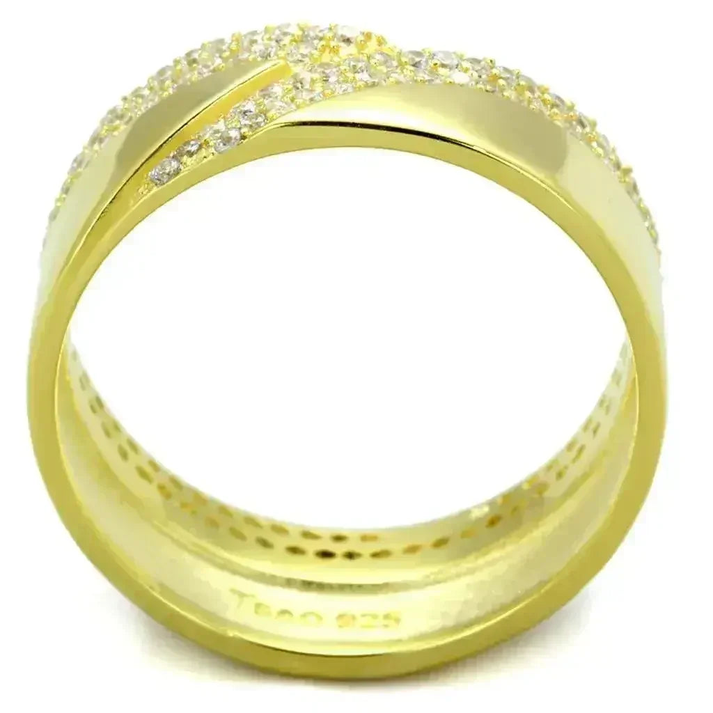 TS380 - Anillo de oro y plata de ley 925 con circonitas AAA transparentes