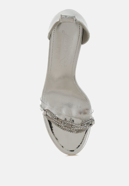 Traben Rhinestones Chain Metallic Stiletto Sandals