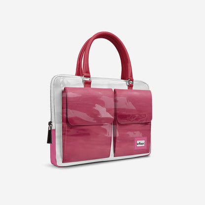 Vegan Designer Luxury Double Pocket Bag 16” BYMANYC ® New York White & Pink