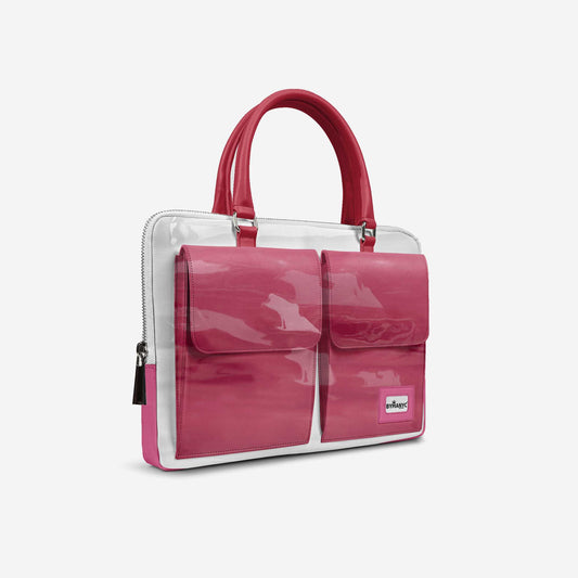 Vegan Designer Luxury Double Pocket Bag 16” BYMANYC ® New York White & Pink