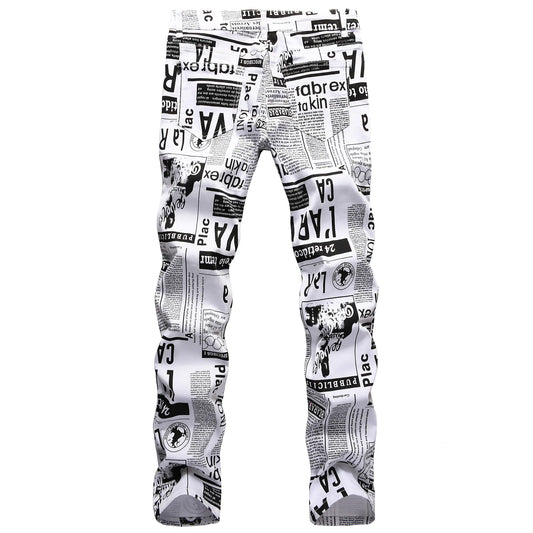Pantalones vaqueros con estampado asimétrico de moda para hombre