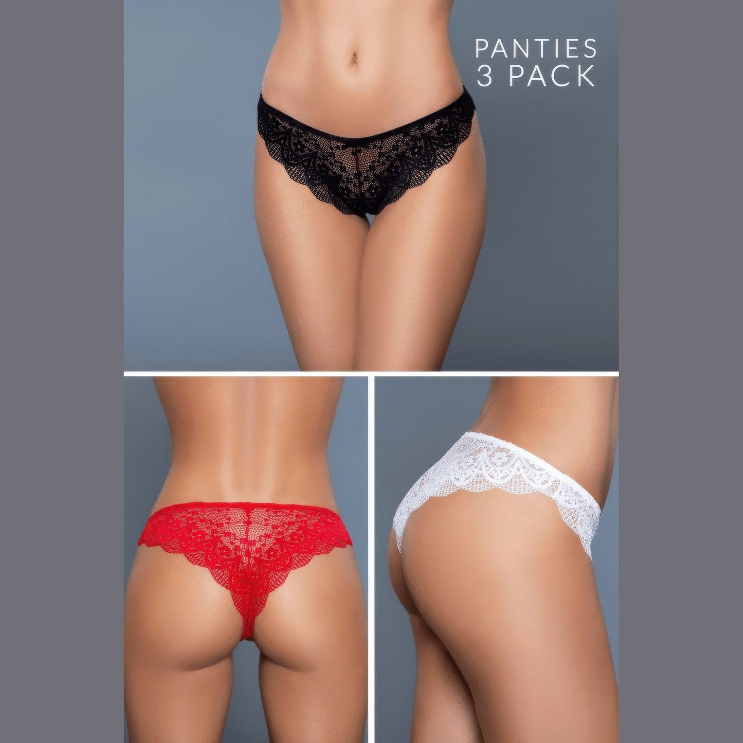 Florence Panty 三件裝內褲 白色/黑色/紅色