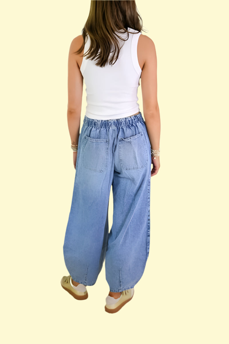 WestCloset Playful Cinch Pocketed Denim Pants