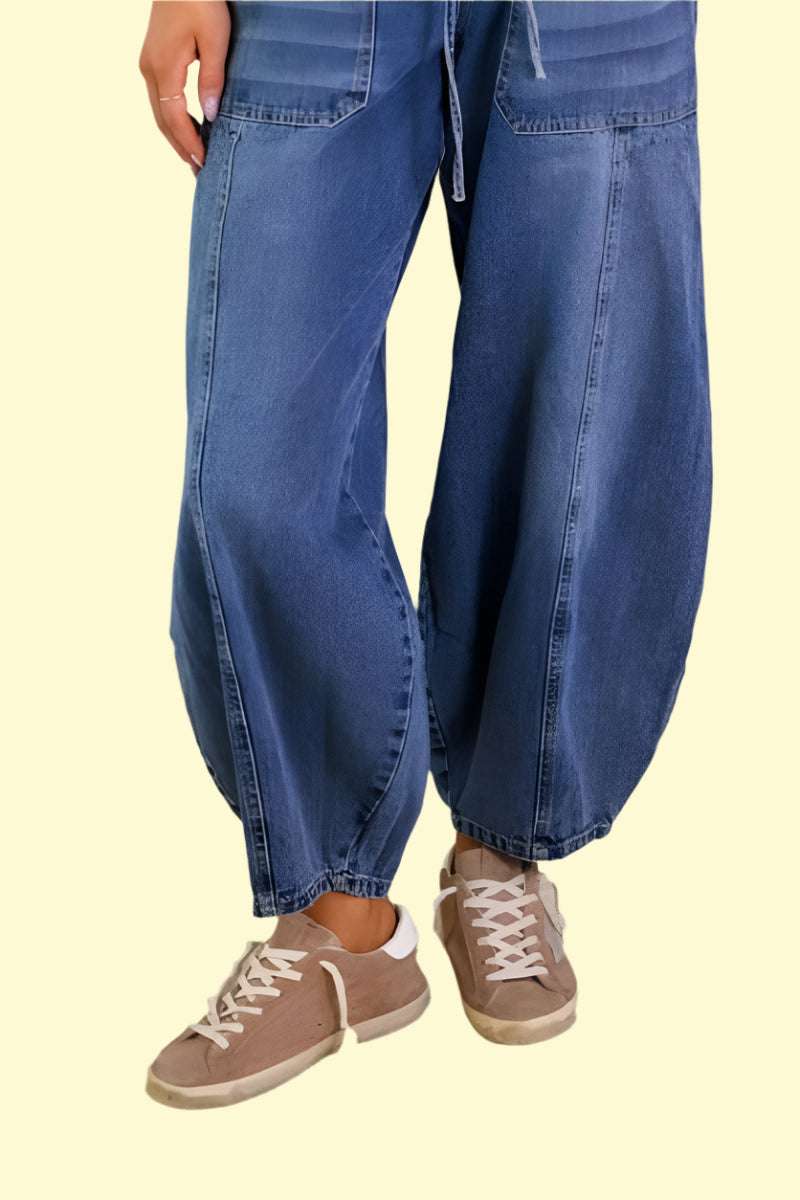WestCloset Playful Cinch Pocketed Denim Pants