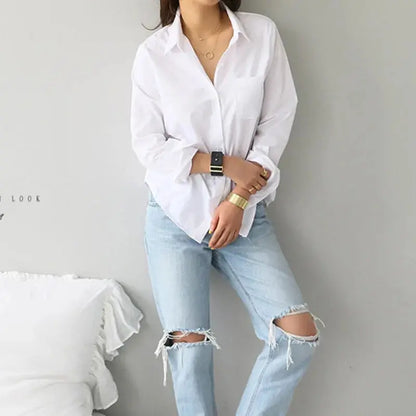Women White Shirt Female Blouse Tops