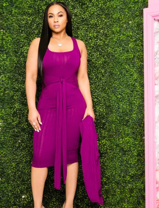 優雅吊帶長裙套裝