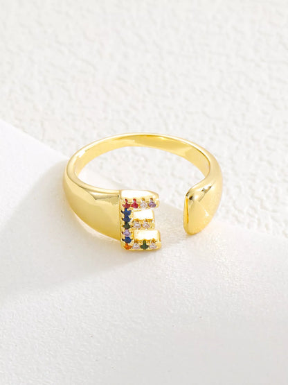 18K Gold-Plated Zircon Letter Ring