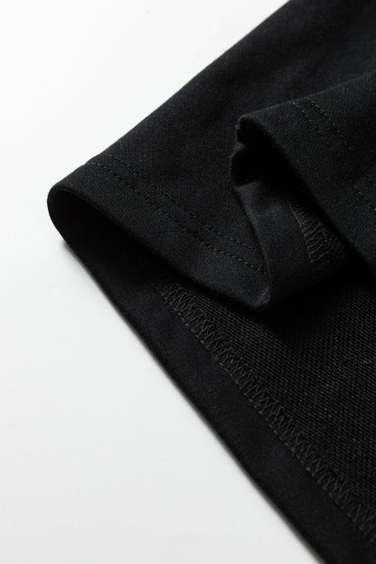 Black Leopard Print Patchwork Varsity Raglan Sleeve Sweatshirt Dress