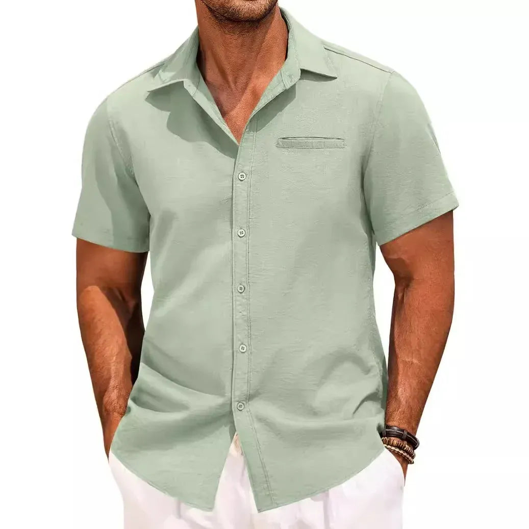 Men's Plus Size Classic Short Sleeve Button Down Shirt