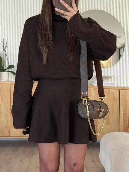 Round Neck Long Sleeve Mini Sweater Dress
