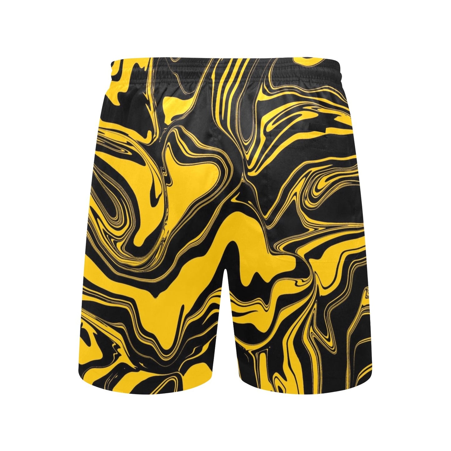 Black and Yellow Abstract Melt Swim Shorts