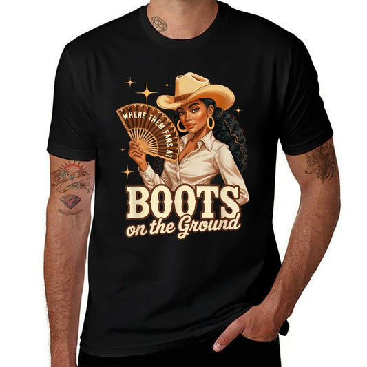 Boots On Ground Juneteenth Melanin Cowgirl Western Rodeo Slim-fit Cut T-Shirt