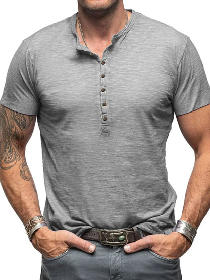 Men's Casual Henley Short Sleeve Button Top